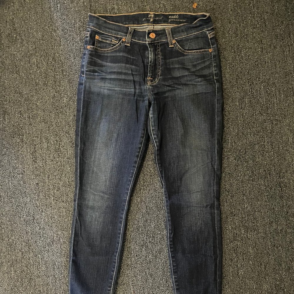 7 for all Mankind Gwenevere High-Waist Ankle Skinny Jeans, size 27